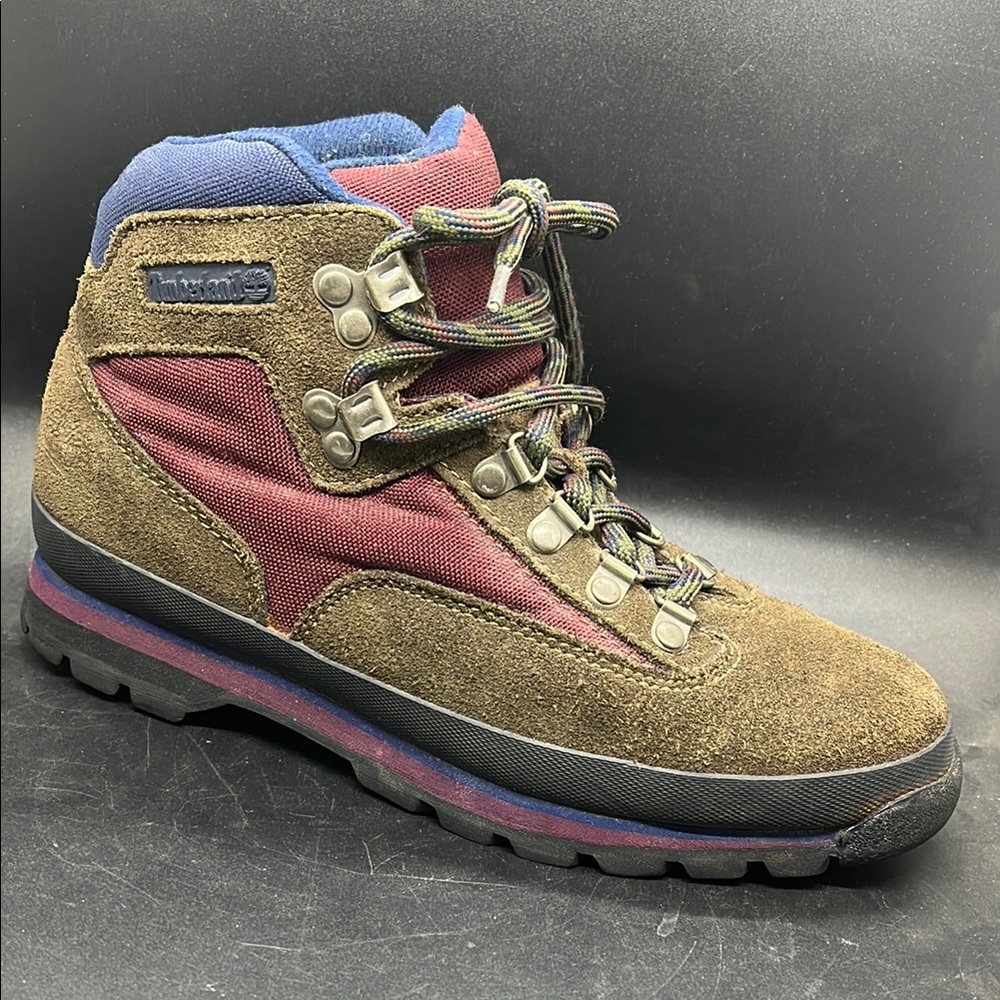 Timberland Women’s Brown Suede & Maroon Hiking Boots Size 8.5